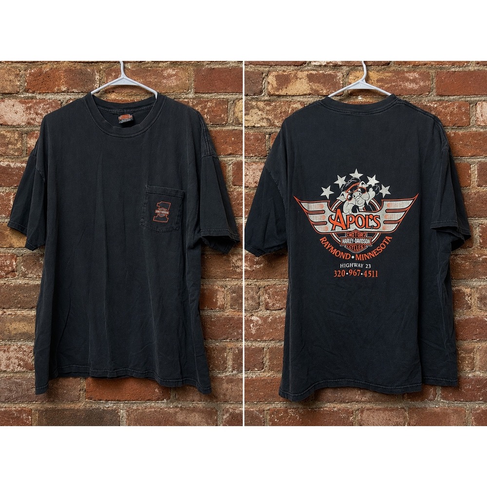 VTG 2001 Harley-Davidson Apol's Minnesota Graphic T-Shirt Mens XXL Biker Y2K